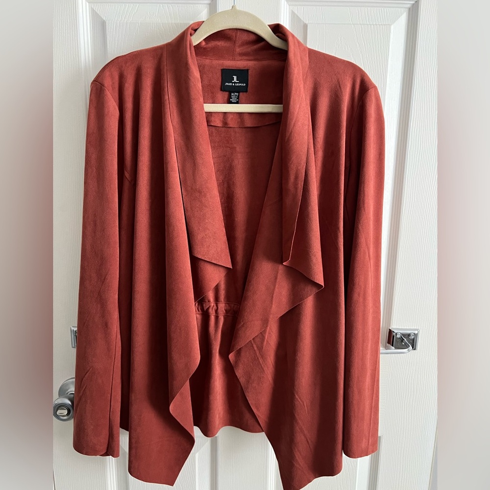 Jules & Leopold Rust Orange Open Front Blazer/Cardigan
